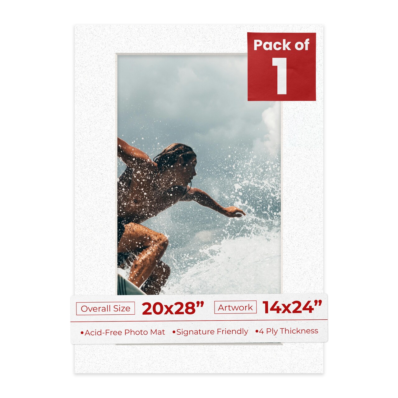 Oyster Shell White Mat Board for 20x28 Frames - Fits 14x24 Photos